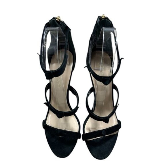 Grigiarancio Leather Suede Black Strappy Spiked Heel Zip Back Heels - Picture 1 of 10